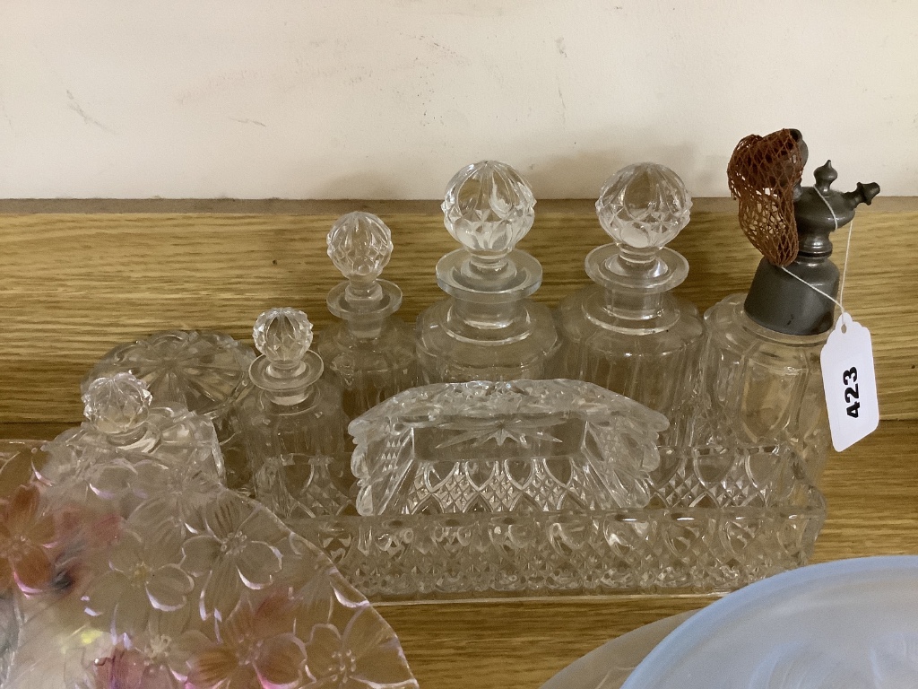 A quantity of French glass plaffoniers and other glass